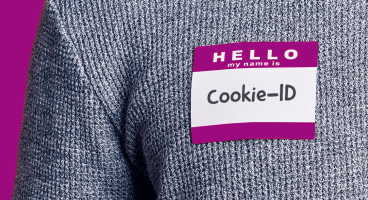 Person wears name tag with "cookie-ID" printed on it 