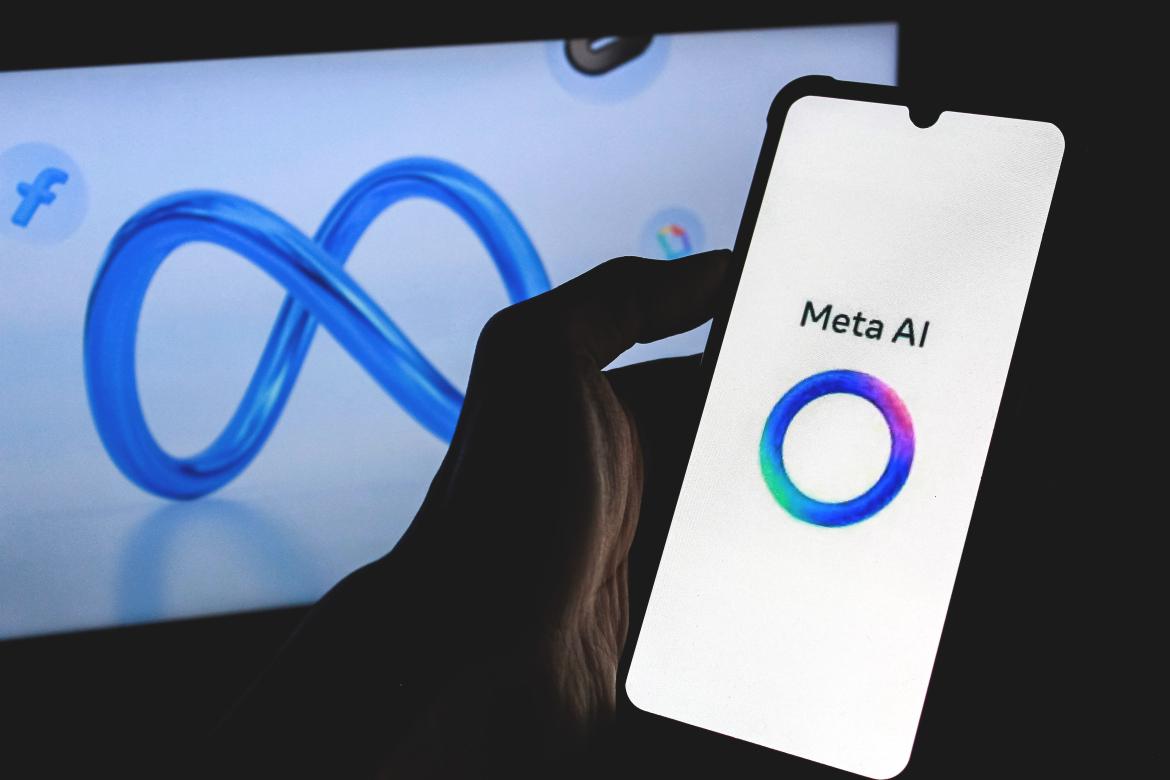 meta ai logo on phone