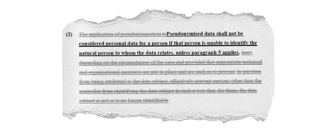 Screenshot of the proposal for a limitation of the scope of the GDPR